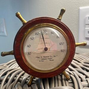 vintage Gischard Barometer in a ship wheel design